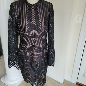 Night Way Nude Illusion Dress - 8